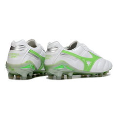 Scarpa da calcio Mizuno Morelia Neo 2 Elite bianca e verde per terreni compatti FG