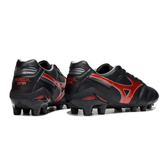 Scarpa da calcio Mizuno Morelia Neo 2 Elite nera e rossa per terreni compatti FG