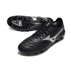 Botas de fútbol Mizuno Morelia Neo IV Elite FG para terreno firme, color blanco y negro