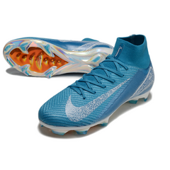 Botas de fútbol Nike Air Zoom Mercurial Superfly 10 Elite azules y blancas para terreno firme (FG).