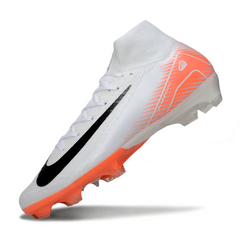 Botas de fútbol Nike Air Zoom Mercurial Superfly 10 Elite blancas y naranjas para terreno firme (FG).