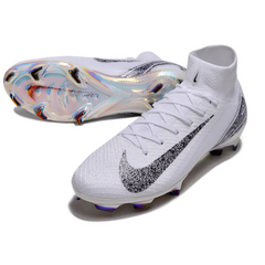 Scarpa da calcio Nike Air Zoom Mercurial Superfly 10 Elite bianca e nera per terreni compatti FG