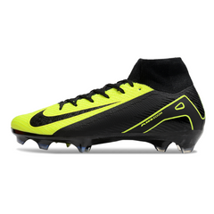 Botas de fútbol Nike Air Zoom Mercurial Superfly 10 Elite negras y verde claro para terreno firme (FG).
