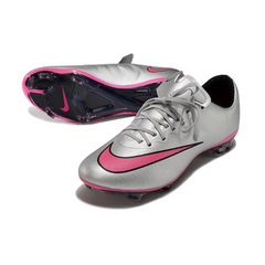 Botas de fútbol Nike Air Zoom Mercurial Vapor 10 Elite grises y rosas para terreno firme (FG).