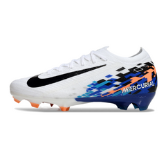 Botas de fútbol Nike Air Zoom Mercurial Vapor 16 Elite blancas y azules para terreno firme (FG).