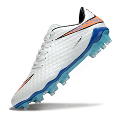 Botas de fútbol Nike Phantom Hypervenom Elite blancas, azules y naranjas para terreno firme (FG).