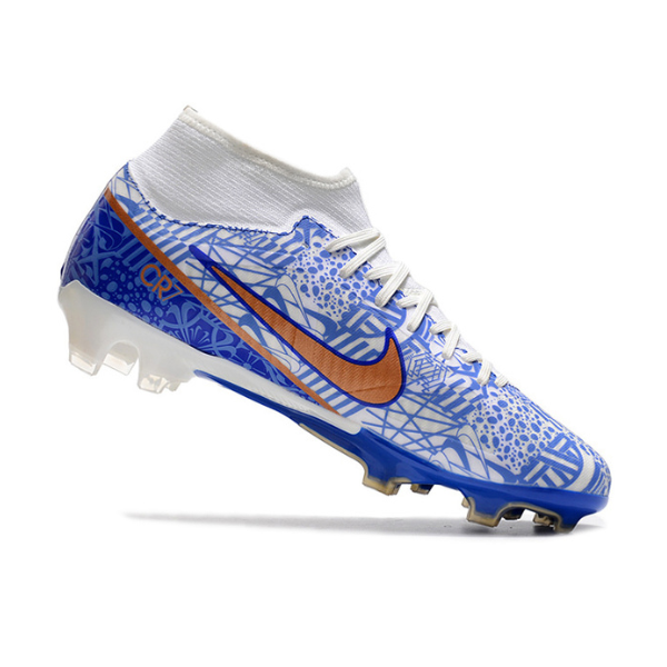 Chuteira Campo Nike Zoom Mercurial Superfly 9 Academy FG Azul CR7 Pack - VENI Futebol
