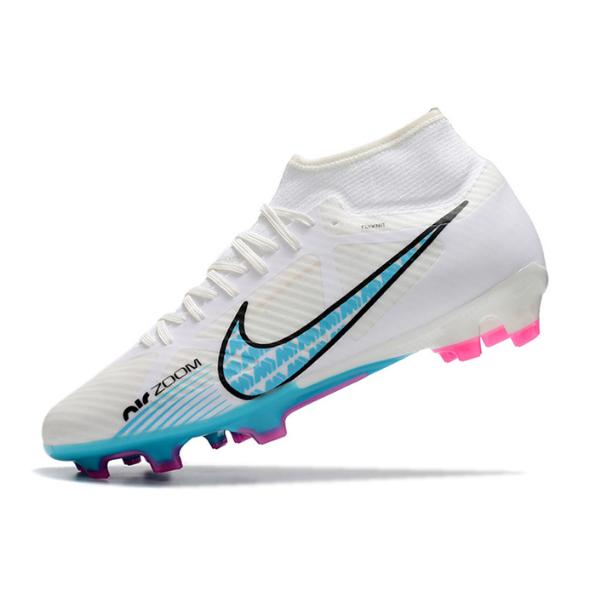 Chuteira Campo Nike Zoom Mercurial Superfly 9 Academy FG Branca, Azul e Rosa - VENI Futebol