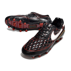 Scarpa da calcio Nike Tiempo R10 Legend Elite nera rossa e bianca per terreni compatti FG