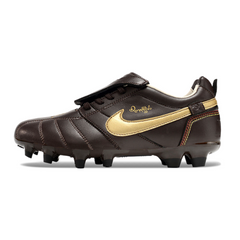 Scarpa da calcio Nike Tiempo R10 Legend Elite con linguetta marrone e oro per terreni compatti FG