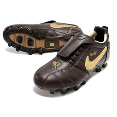 Scarpa da calcio Nike Tiempo R10 Legend Elite con linguetta marrone e oro per terreni compatti FG