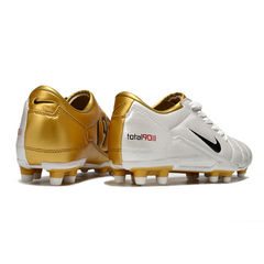 Botas de fútbol Nike Total 90 III FG para terreno firme, color blanco y dorado