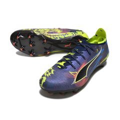 Puma Ultra 5 Carbon Blue and Fluorescent Green Firm Ground FG Football Boot