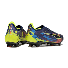Puma Ultra 5 Carbon Blue and Fluorescent Green Firm Ground FG Football Boot