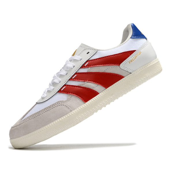 Chuteira Futsal Adidas Predator 24 League Low IC Branca, Vermelha e Azul - VENI Futebol
