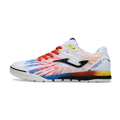 Scarpa da calcio indoor Joma Regate Rebound bianca e rossa gialla IC