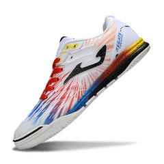 Scarpa da calcio indoor Joma Regate Rebound bianca e rossa gialla IC