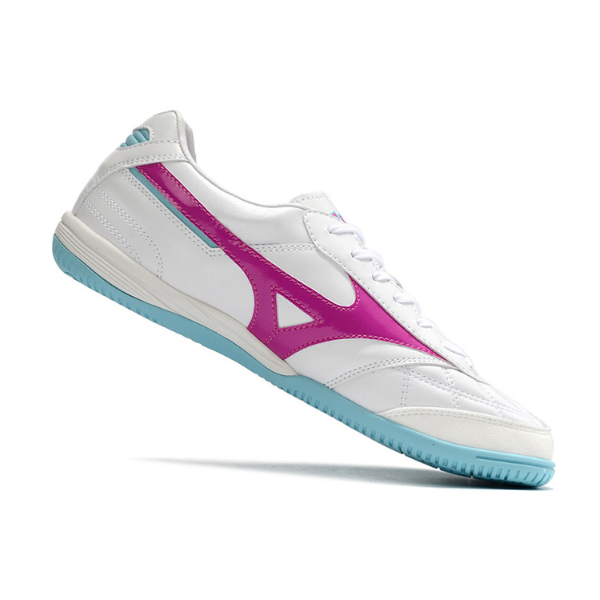 Chuteira Futsal Mizuno Morelia Sala Japan IC Branca, Rosa e Azul - VENI Futebol