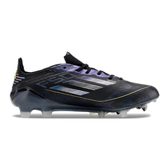 Botas de fútbol Adidas F50 Elite Darkspark Pack para niños, color negro y amarillo, para terreno firme FG