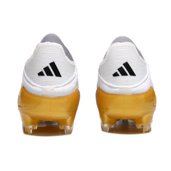 Botas de fútbol Adidas F50 Elite sin cordones, blancas, negras y doradas, para niños, para terreno firme (FG).