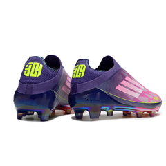 Botas de fútbol Adidas F50 Elite sin cordones, paquete Yamal morado laminado, para niños, para terreno firme (FG).