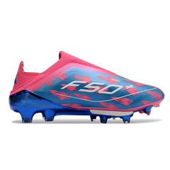 Scarpa da calcio per bambini Adidas F50+ Elite Laceless nera e rossa per terreni compatti FG