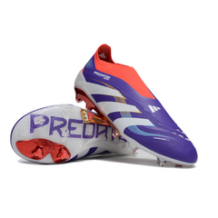 Scarpa da calcio per bambini Adidas Predator 25 Elite Laceless Blu e Rosso per terreni compatti FG