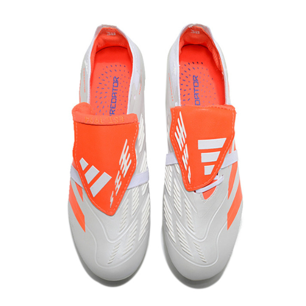 Chuteira Infantil Campo Adidas Predator 30 Elite Com Lingua FG Branca e Laranja - VENI Futebol