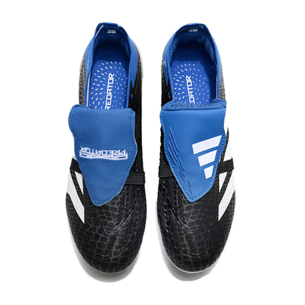 Chuteira Infantil Campo Adidas Predator 30 Elite Com Lingua FG Preto, Azul e Branco - VENI Futebol