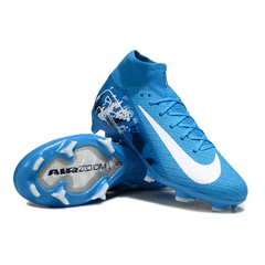 Botas de fútbol Nike Air Zoom Mercurial Superfly 10 Elite azul claro para terreno firme FG para niños
