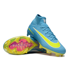 Botas de fútbol Nike Air Zoom Mercurial Superfly 10 Elite azul y verde para terreno firme FG para niños