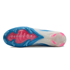 Botas de fútbol Nike Air Zoom Mercurial Superfly 10 Elite blancas, azules y rosas para niños, para terreno firme (FG).