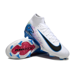 Botas de fútbol Nike Air Zoom Mercurial Superfly 10 Elite para terreno firme, color blanco y azul, para niños