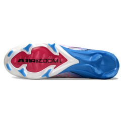 Botas de fútbol Nike Air Zoom Mercurial Superfly 10 Elite para terreno firme, color blanco y azul, para niños