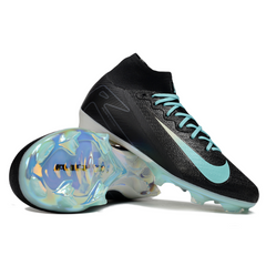 Nike Air Zoom Mercurial Superfly 10 Elite Black White and Light Blue Firm Ground FG Kids Football Boot