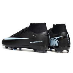 Nike Air Zoom Mercurial Superfly 10 Elite Black and Light Blue Firm Ground FG Kids Football Boot