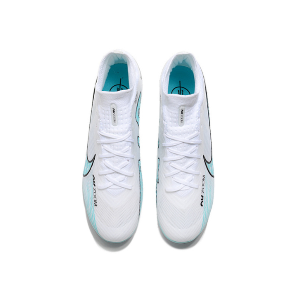Chuteira Infantil Campo Nike Zoom Mercurial Superfly 9 Elite FG Branca, Azul e Rosa - VENI Futebol