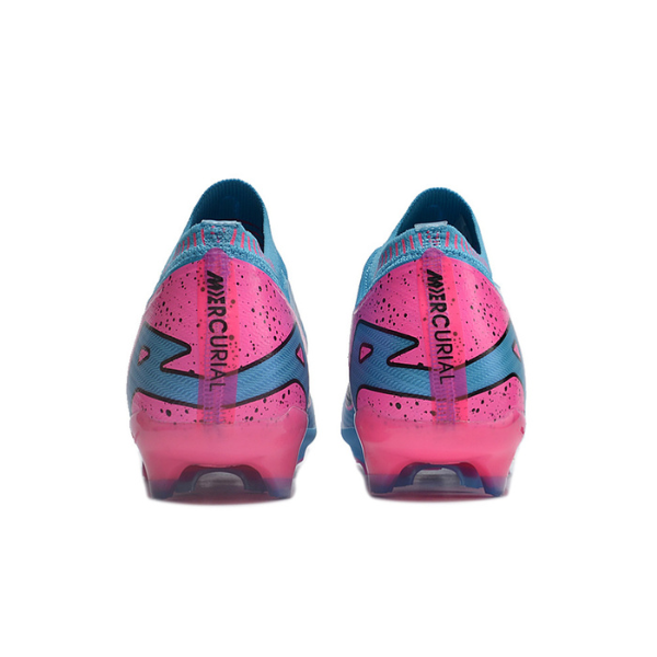 Chuteira Infantil Campo Nike Zoom Mercurial Vapor 15 Elite FG Azul Claro, Rosa e Preta - VENI Futebol