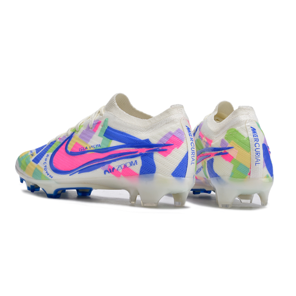 Chuteira Infantil Campo Nike Zoom Mercurial Vapor 15 Elite FG Branca e Colorida - VENI Futebol