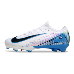 Scarpa da calcio per bambini Nike Air Zoom Mercurial Vapor 16 Elite, bianca e azzurra, per terreni compatti FG