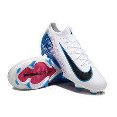 Scarpa da calcio per bambini Nike Air Zoom Mercurial Vapor 16 Elite, bianca e azzurra, per terreni compatti FG