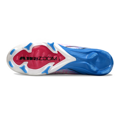 Scarpa da calcio per bambini Nike Air Zoom Mercurial Vapor 16 Elite, bianca e azzurra, per terreni compatti FG