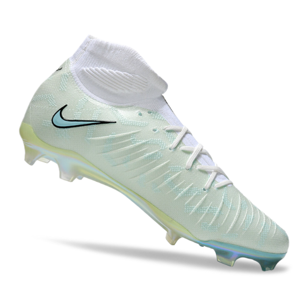 Chuteira Infantil Campo Nike Phantom Luna Elite FG Branca, Verde e Azul - VENI Futebol