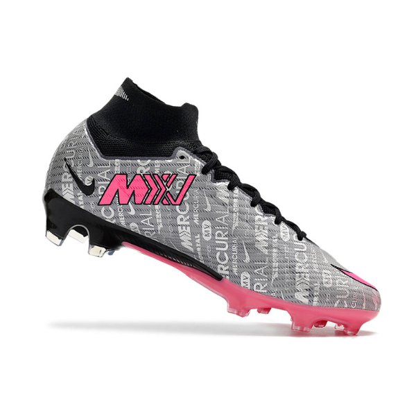 Chuteira Infantil Campo Nike Zoom Mercurial Superfly 9 Elite FG Cinza e Rosa - VENI Futebol