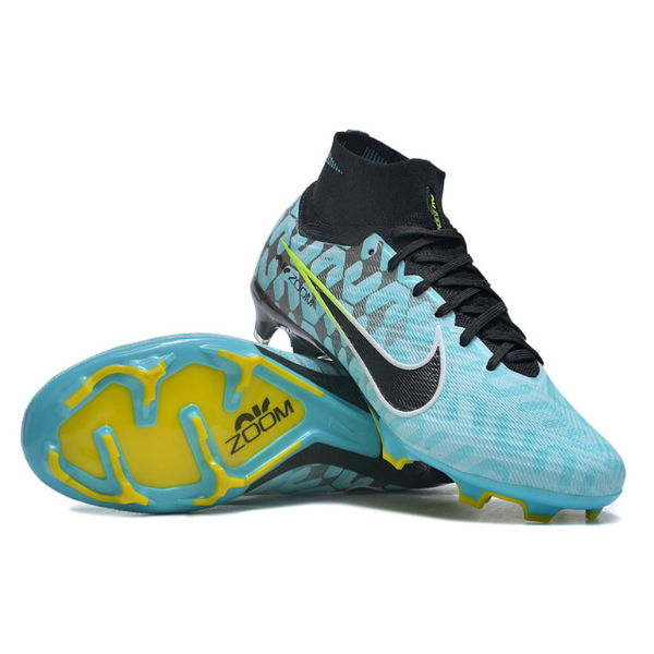 Chuteira Infantil Campo Nike Zoom Mercurial Superfly 9 Elite FG Azul Claro e Preta - VENI Futebol