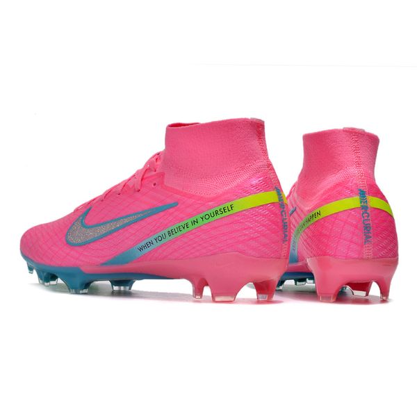 Chuteira Infantil Campo Nike Zoom Mercurial Superfly 9 Elite FG Rosa e Azul - VENI Futebol