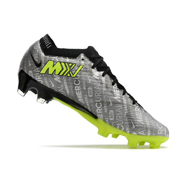 Chuteira Infantil Campo Nike Zoom Mercurial Vapor 15 Elite FG Cinza e Verde - VENI Futebol