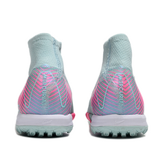 Botas de fútbol Nike Zoom Mercurial Superfly 10 Elite para niños, color azul claro y rosa, modelo Turf TF