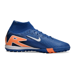 Botas de fútbol Nike Zoom Mercurial Superfly 10 Elite para niños, color azul y naranja, modelo Turf TF