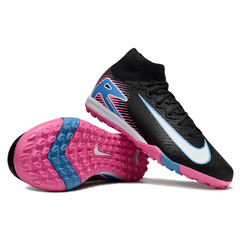 Botas de fútbol Nike Zoom Mercurial Superfly 10 Elite Turf TF para niños, color negro, rosa claro y azul